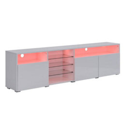 Furniture in Fashion Prieto Tv Stand With Storage For Living Room And Bedroom, 2000 Wide, Led Lighting, Media Storage, White High Gloss Finish - thumbnail 9