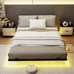Elevated Double/king Size Floating Bed With Rgb Led Lighting - thumbnail 6