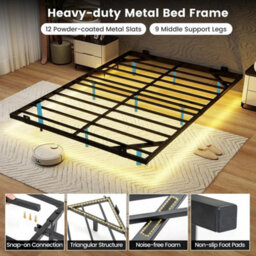 Elevated Double/king Size Floating Bed With Rgb Led Lighting - thumbnail 4