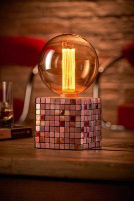Auraglow Mysa Mosaic Effect Stone Table Desk Lamp - Soho - With Ag549 - image 1