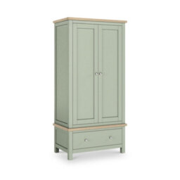 Farro Sage Green Double Wardrobe With Washed Oak Top - By Roseland Furniture