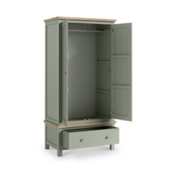 Farro Sage Green Double Wardrobe With Washed Oak Top - By Roseland Furniture - thumbnail 6