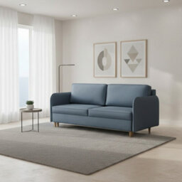 Gaja Living Room Sofa Bed With Hydrophobic Fabric Dl Pull Out Sleep Function Bedding Storage 209X95X100Cm Light Blue