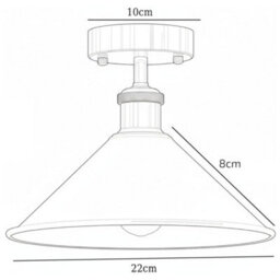 Vintage Semi Flush Mount Ceiling Light With 22Cm Red Conical Metal Shade For Indoor - thumbnail 3