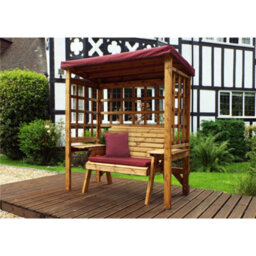 Marlborough Traditional Zubond Two Seat Arbour Burgundy With 1 X Bench Cushion Burgundy & 1 X Scatter Cushion Burgundy - thumbnail 1