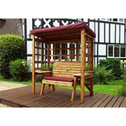 Marlborough Traditional Zubond Two Seat Arbour Burgundy With 1 X Bench Cushion Burgundy & 1 X Scatter Cushion Burgundy - thumbnail 3