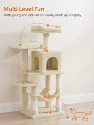 LEDREM 112 Cm Cat Tree, Multi-Level Soft Plush Cat Tree, Cat Tower Condo With 4 Cat Scratching Posts, Hammock, Cave, Platform, Toys - thumbnail 3