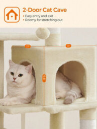 LEDREM 112 Cm Cat Tree, Multi-Level Soft Plush Cat Tree, Cat Tower Condo With 4 Cat Scratching Posts, Hammock, Cave, Platform, Toys - thumbnail 7