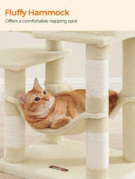 LEDREM 112 Cm Cat Tree, Multi-Level Soft Plush Cat Tree, Cat Tower Condo With 4 Cat Scratching Posts, Hammock, Cave, Platform, Toys - thumbnail 5