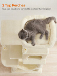 LEDREM 112 Cm Cat Tree, Multi-Level Soft Plush Cat Tree, Cat Tower Condo With 4 Cat Scratching Posts, Hammock, Cave, Platform, Toys - thumbnail 4