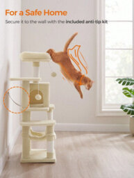 LEDREM 112 Cm Cat Tree, Multi-Level Soft Plush Cat Tree, Cat Tower Condo With 4 Cat Scratching Posts, Hammock, Cave, Platform, Toys - thumbnail 9