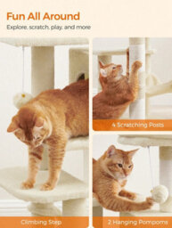 LEDREM 112 Cm Cat Tree, Multi-Level Soft Plush Cat Tree, Cat Tower Condo With 4 Cat Scratching Posts, Hammock, Cave, Platform, Toys - thumbnail 8