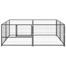 Berkfield Durable Dog Kennel Black 4 M2 Steel - thumbnail 3