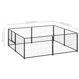 Berkfield Durable Dog Kennel Black 4 M2 Steel - thumbnail 6