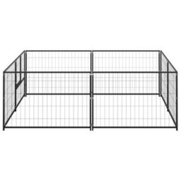 Berkfield Durable Dog Kennel Black 4 M2 Steel - thumbnail 1
