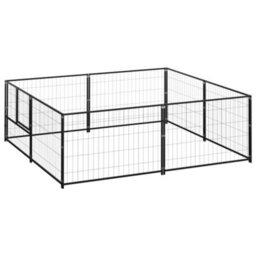 Berkfield Durable Dog Kennel Black 4 M2 Steel - thumbnail 2