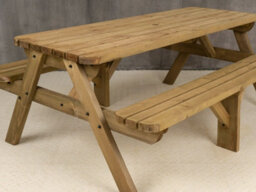 Arbor Garden Solutions Fortem Rounded Pub Style Picnic Table Benches Set (8Ft, Rustic Brown) - thumbnail 4