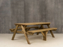Arbor Garden Solutions Fortem Rounded Pub Style Picnic Table Benches Set (8Ft, Rustic Brown) - thumbnail 3