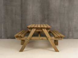Arbor Garden Solutions Fortem Rounded Pub Style Picnic Table Benches Set (8Ft, Rustic Brown) - thumbnail 5