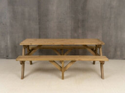 Arbor Garden Solutions Fortem Rounded Pub Style Picnic Table Benches Set (8Ft, Rustic Brown) - thumbnail 2