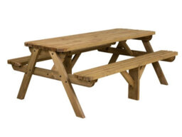 Arbor Garden Solutions Fortem Rounded Pub Style Picnic Table Benches Set (8Ft, Rustic Brown) - thumbnail 1