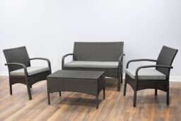 Sh&g Alnwick Garden Furniture Set - 4 Piece Table & Chairs - Grey Rattan & Steel - Indoor & Outdoor - Signature Homes And Gardens - thumbnail 3