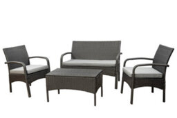 Sh&g Alnwick Garden Furniture Set - 4 Piece Table & Chairs - Grey Rattan & Steel - Indoor & Outdoor - Signature Homes And Gardens