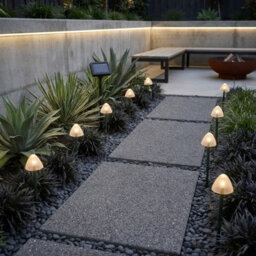 Pluto Packaging Solar Mushroom Pathway Stake Lights Warm White Pearl Cap Garden Lights - thumbnail 1