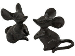 Woodside Cast Iron Mouse Sculpture Indoor/outdoor Home/garden Ornaments, 2 Pack - thumbnail 1