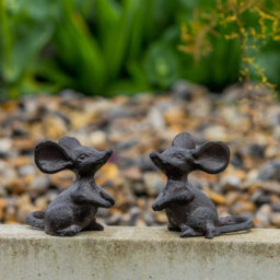 Woodside Cast Iron Mouse Sculpture Indoor/outdoor Home/garden Ornaments, 2 Pack - thumbnail 2