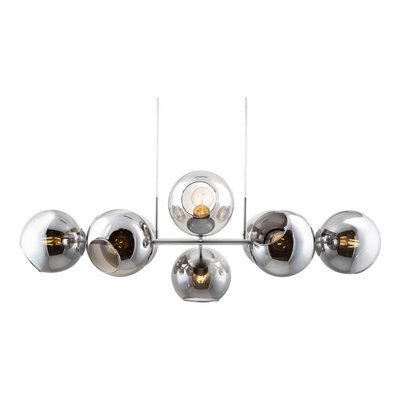 Luminosa Lighting Luminosa Pilar Bar Pendant Ceiling Light Nickel Matt Smoke Glass Shade 8X E27 - image 1
