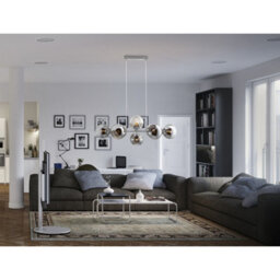 Luminosa Lighting Luminosa Pilar Bar Pendant Ceiling Light Nickel Matt Smoke Glass Shade 8X E27 - thumbnail 4
