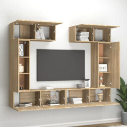 Vidaxl 6 Piece Tv Cabinet Set Sonoma Oak Engineered Wood - thumbnail 3