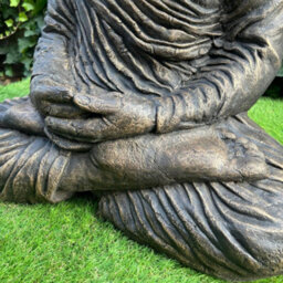 Oakley Extra Large Antique Bronze Stone Cast Meditating Buddha Indoor Or Outdoor - thumbnail 8