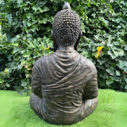 Oakley Extra Large Antique Bronze Stone Cast Meditating Buddha Indoor Or Outdoor - thumbnail 9