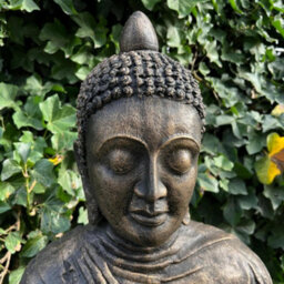 Oakley Extra Large Antique Bronze Stone Cast Meditating Buddha Indoor Or Outdoor - thumbnail 4