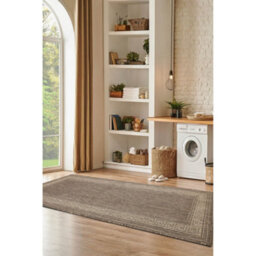 Melrose County Flatweave Brown Natural Bordered Indoor Non-Slip Large Area Runner Rug 060/230Cm - thumbnail 2