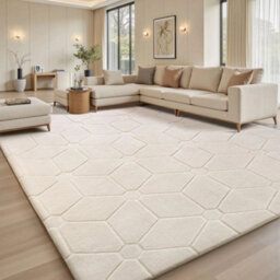 Cream  White  140X200Cm Modern Rugs Large Geometric Rug Living Room Bedroom Anti Slip Soft Carpet Mat - thumbnail 6