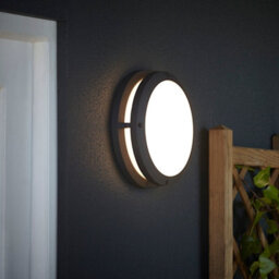 GoodHome Coffman Fixed Matt Dark Grey Mains-Powered Integrated Led Outdoor Round Wall Light 1400Lm (Dia)26Cm