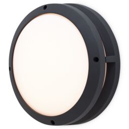 GoodHome Coffman Fixed Matt Dark Grey Mains-Powered Integrated Led Outdoor Round Wall Light 1400Lm (Dia)26Cm - thumbnail 3