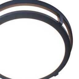GoodHome Coffman Fixed Matt Dark Grey Mains-Powered Integrated Led Outdoor Round Wall Light 1400Lm (Dia)26Cm - thumbnail 7