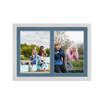 AK Frames 20X14 White Ash Modern Multi Photo Frame With Pompadour Mount - Holds 2 Apertures (2X) A4 Photos - image 1