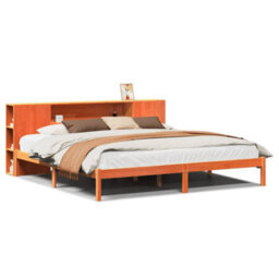 Berkfield Bookcase Bed Without Mattress Wax Brown 200X200 Cm Solid Wood Pine - thumbnail 2