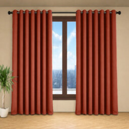 Oxford Homeware Eyelet Linen Effect Curtains Rust Fully Lined 100% Blackout Thermal Insulated Curtains Pair (W)168Cmx(L)183Cm - thumbnail 2