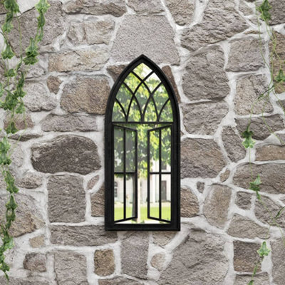 Berkfield Garden Mirror Black 70X30 Cm Iron For Outdoor Use - image 1