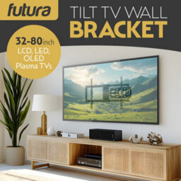 Futura Tv Wall Bracket Mount For 32-80 Inch Tvs, Tilt, Swivel & Rotation, Universal Flat & Curved Tvs, Vesa Max 600X400mm 70Kg Max - thumbnail 3