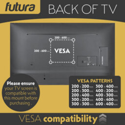 Futura Tv Wall Bracket Mount For 32-80 Inch Tvs, Tilt, Swivel & Rotation, Universal Flat & Curved Tvs, Vesa Max 600X400mm 70Kg Max - thumbnail 4