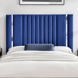 UKBEDFURNITURE Valencia Blue Plush Valvet Upholstered Bed Frame Only - Slatted Base - 48 Inch Headboard - thumbnail 2