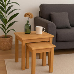 Home Furniture Group Oakcroft Swr4 Rustic Medium Wood Nest Of 2 Tables Space-Saving Living Room Set - thumbnail 7