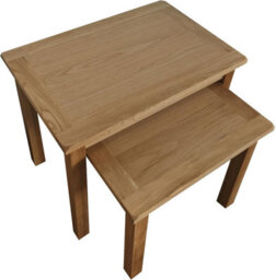 Home Furniture Group Oak Nest Of 2 Tables Rustic Space Saving Side Table Set For Living Room
